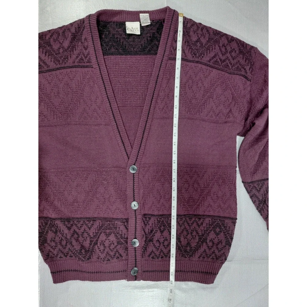 Ash Creek Trading Cable Knit Cardigan XL‎ Deep Purple Dark Academia Preppy